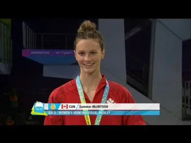 Summer McIntosh grabs Canada's 1st gold at Commonwealth Games in 400m IM in CR